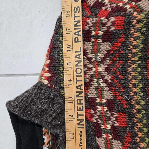 Pachamama Hand Knit Wool Cardigan Sweater Women's Large Nepal Earthy Red Orange - Picture 5 of 9